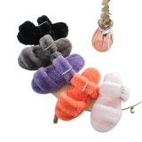 Fashion Furry Adjustable Buckle Comfortable Wool Outer Cotton Fur Slipper Slippers Slide Slides 5666