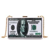 Fashion Acrylic Dollar Money Crossbody Small Clear Chain Bag Bags Handbags 776677