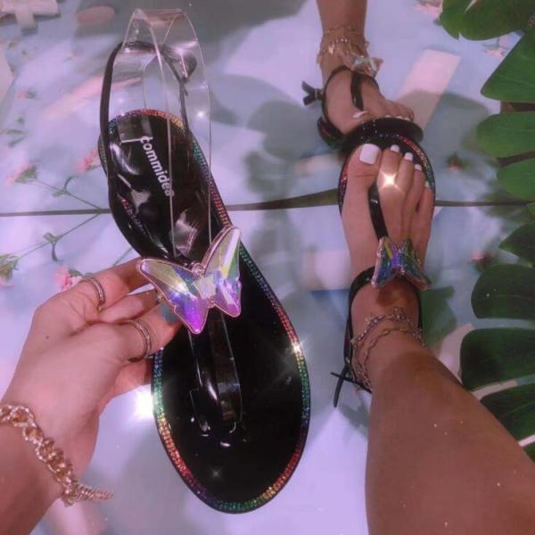 Women's Acrylic Butterfly Jelly Outdoor Sandal Sandals Slides