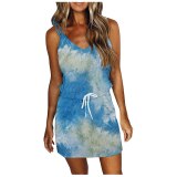 Fashion V-Neck Sexy Patch Multicolor Print Dress Dresses