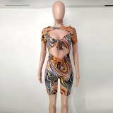 Sexy Fashion Print Bodycon Bodysuit Bodysuits Outfit Outfits YM-8610