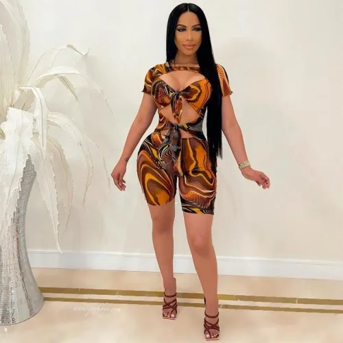 Sexy Fashion Print Bodycon Bodysuit Bodysuits Outfit Outfits YM-8610