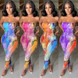 Fashion Tie Dye Bodycon Bodysuit Bodysuits Outfit Outfits C5177