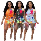 Sexy Tie Dye Tassel Bodysuit Bodysuits Outfit Outfits YS075