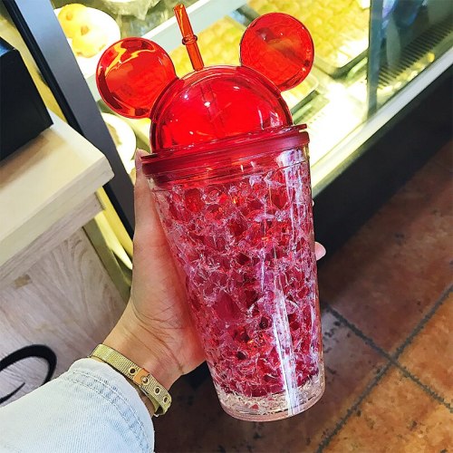 Summer Mickey Ice Crack Straws Water Cup Cups