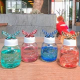 Cute Elk Gradient Transparent Glass Bottle Color Creative Water Cup Cups