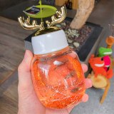 Cute Elk Gradient Transparent Glass Bottle Color Creative Water Cup Cups