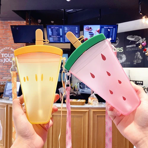 Summer Plastic Straw Popsicle  Cute Ice Cream Portable Kids Water Bottles