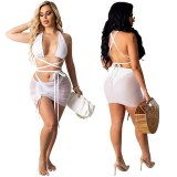 Sexy Bandage Bikini set+ Mini Mesh Skirt cover-ups Swimsuit Swimsuits SZ8130