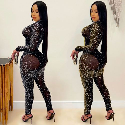 Fashion Sparkle Crystal Pants See Through Rhinestone Bodysuit Bodysuits Outfit Outfits X5206