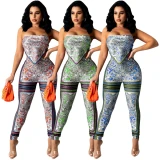 Fashion Print Off Shoulder Vintage Bodysuit Bodysuits Outfit Outfits TH230