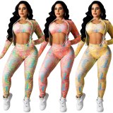 Fashion Print Sport 3 Piece Matching Set Bodysuit Bodysuits Outfit Outfits Y5219