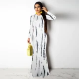 Sexy Tie Dye Bodycon Long Sleeve Dress Dresses 2067