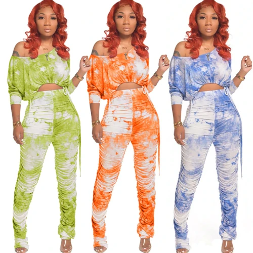 Tie Dye Drawstring Ruched Bodysuit Bodysuits Outfit Outfits 3176