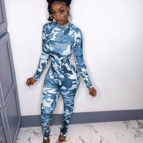 Fashion Camouflage Long Sleeve Bodysuit Bodysuits Outfit Outfits CN0156