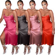 Sexy Strap Side High Split Off Shoulder Hollow Out  Dresses L256