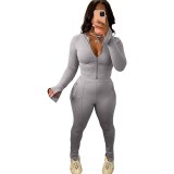 Fashion Solid Color Zipper Split Tracksuit Tracksuits YX9295