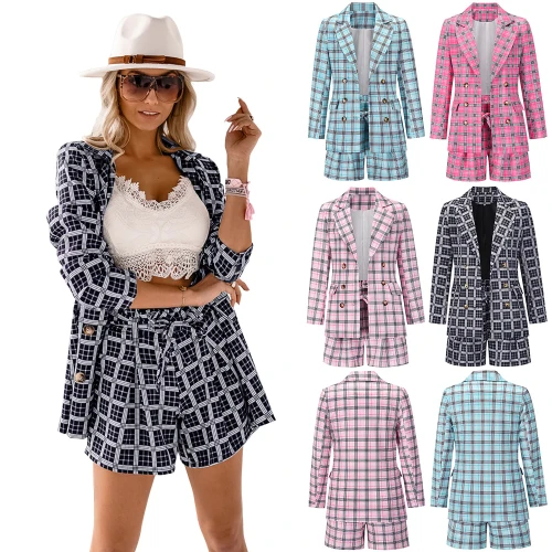 Women Two -pieceLoose Plaid Bodysuit Bodysuits Outfit Outfits LQ16071