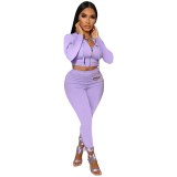 Sexy Solid Zip Hooded Two-Piece Set Bodysuit Bodysuits Outfit Outfits L603243