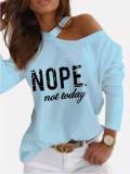 Sexy Off-shoulder Loose Fashion Letter Printed Round Neck Top Tops