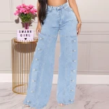 Fashion High Waist Wide Leg Jeans Pants ZT6004455