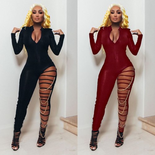 Sexy Hollow Out Chain Bodysuit Bodysuits Outfit Outfits VK2040