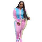 Plus Size Gradient Patchwork Zip Bodysuit Bodysuits Outfit Outfits PP027