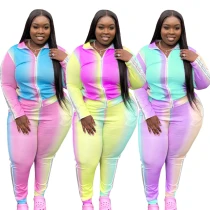 Plus Size Gradient Patchwork Zip Bodysuit Bodysuits Outfit Outfits PP027