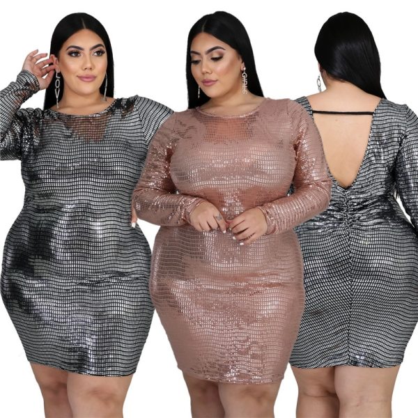 Plus Size 5XL Elegant Backless Dress Dresses QJ5265