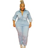 Plus Size Sexy Backless Denim Bodysuit Bodysuits Outfit Outfits 21167