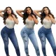 Plus Size Butterflies Print Washed Trousers Jeans Pants FL9283