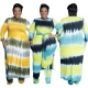 Fashion Tie Dye Pocket Printing Personality Split Loose Casual Bodysuit Bodysuits Outfit Outfits YW0437