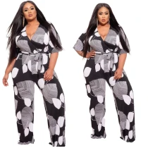 Fashion Printed Lace Wide Leg Rompers Bodysuit Bodysuits Outfit Outfits  AL19189