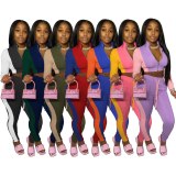 Fashion Color Matching Tracksuit Tracksuits W8137