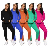 Soild Color Hoodie Set Drawstring Casual Sweater Tracksuit Tracksuits 8063