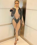 Sexy Mesh Sheer See Through Patchwork Bodysuit Bodysuits Outfit Outfits X9012