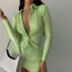Fashion Turn-Down Collar Twisted  Ruched Sexy Low-cut Shirt Dress Dresses