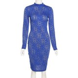 Sexy Solid Color Long Sleeve Hole Dress Dresses DLSK21D05614