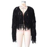 Sexy Knitted Cardigan Long Sleeve Top Tassel Sweater Coat  Coats Z0118