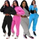 Casual Solid Color Loose Long Sleeve Tracksuit Tracksuits L267