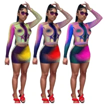 Sexy Print Two Piece Set Bodycon Dresses TH240