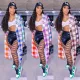 Sexy Plaid Fashion Long Sleeve Outwear Clothing Top Tops G8031