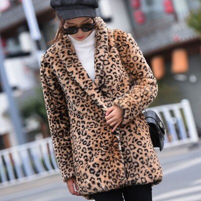 Fashion Warm Leopard Hooded Faux Fur Coats 001324