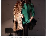 Fashion Mid-Length Leopard Turn-Down Collar  Faux Fox Fur Coats 0029310