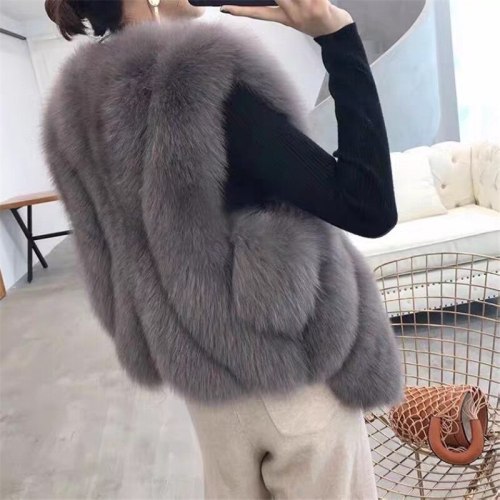 Fashion Long Fluffy Winter Jacket Faux Fur Vest Coats 0065