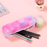 Rainbow Color Plush Sequin Pencil Case XW-06475