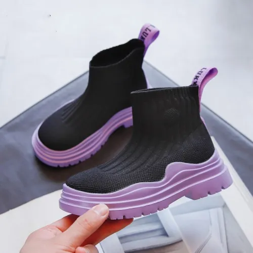 Casual Fashion Girls Boys High Top Mesh Sneakers Children Boots BN-16677