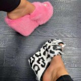 Women High-heeled Furry Drag Fashion Outdoor All-match Fur Slippers