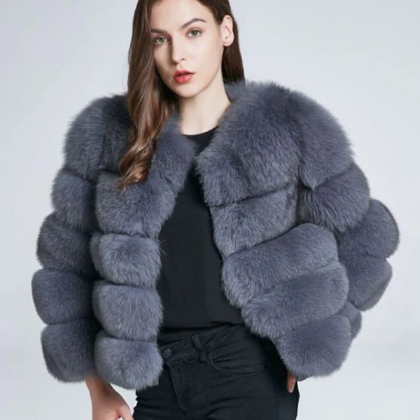 Fashion Elegant Thick Warm Outerwear Fake Fur Jacket Coats