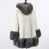 Winter Beautiful Fashion Ruched Hooded Collar Faux Fox Fur Coats 004253